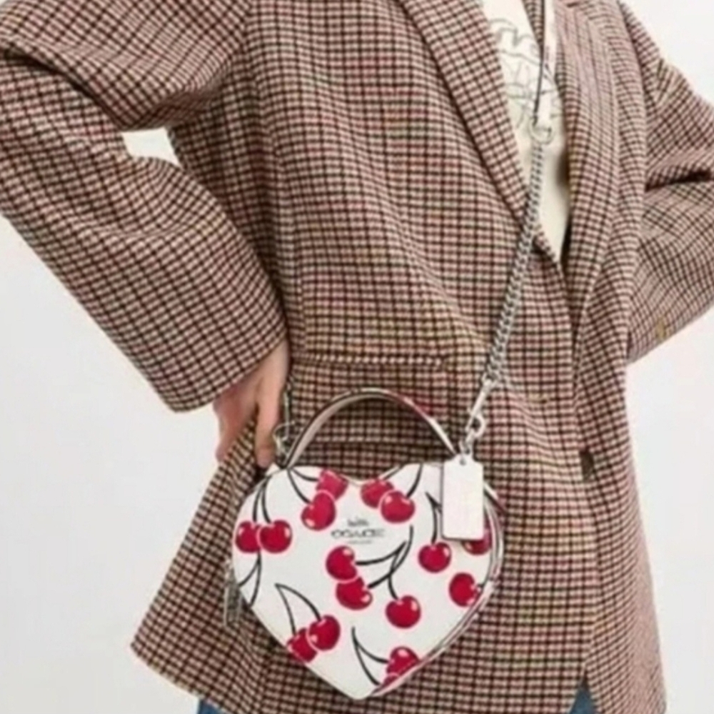 Coach Heart-Shaped Cherry Print Bag - Cream and Red - Picture 8 of 8